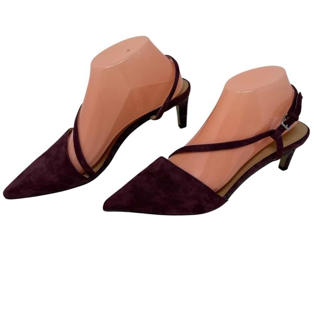 Violet & Red Polly Burgundy Suede Heels Women's Size 9M Snake Print Pointed Toe